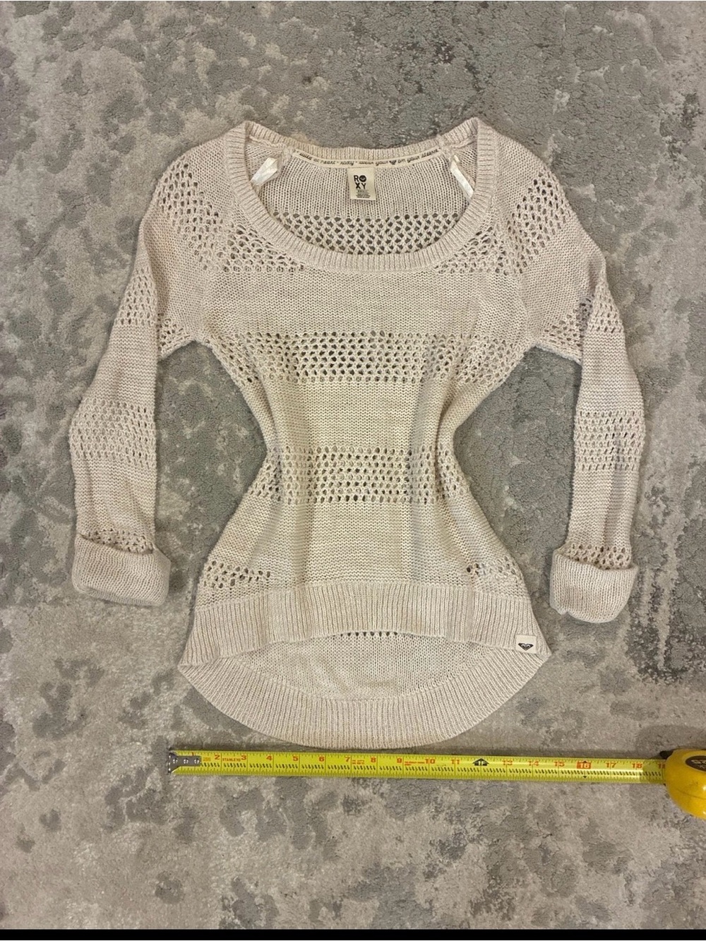 Roxy Light Cream Open-Weave Pullover